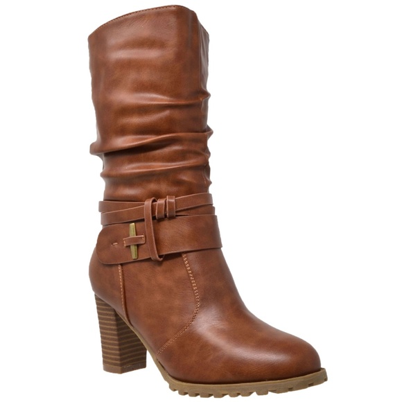 slouch block heel boots